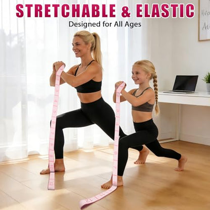 Fitness Resistance Bands with 12 Loops, Numbered Resistance Bands for Physical Therapy, Women Stretch Strap for Home Gym, Elastic Exercise Bands for Yoga, Pilates, Leg Stretching, Dance