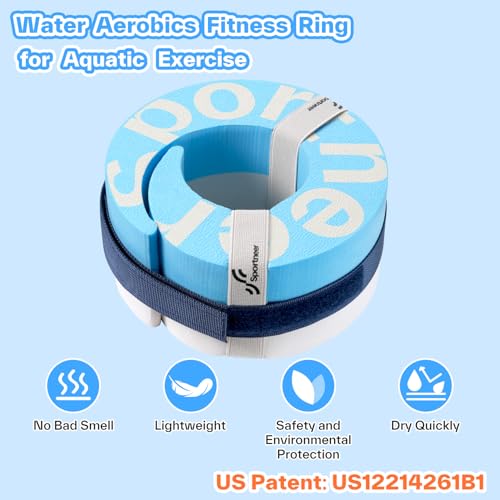 Foam Aquatic Cuffs Exercise Equipment: Sportneer Water Aerobics Float Ring with Adjustable Webbing Pool Exercise Workout Set Water Ankle Ring