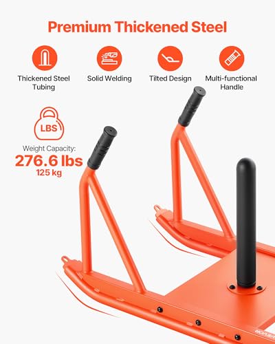 VEVOR Football Sleds and Chutes, Weight Sled, Football Training Pull Push Running Sled, Fitness Workout Sled Push Gym Equipment, Adjustable Height Handle, Compatible 1/2 in Weight Plates - style: Push Pull-BK OR