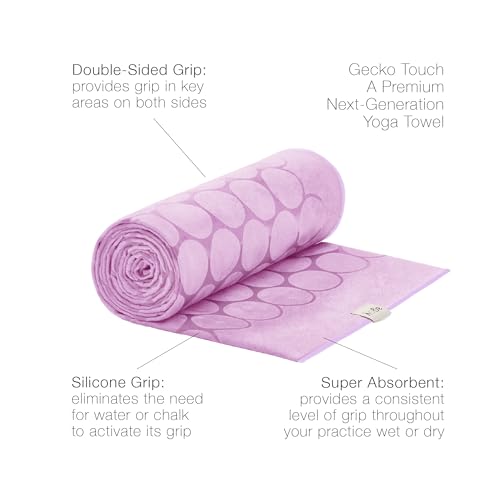 agoy Gecko Touch - Next-Gen Microfiber Yoga Towel - Double-Sided Silicone Non-Slip Grip – Ideal for Hot Yoga - Ultra Absorbent, Easy to Wash, Travel-Friendly - 30% Recycled Material - Free Wet Bag - color: Purple Rain