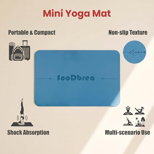 Mini Yoga Mat, Warrior-like Grip,Non-Slip,Alignment System,Head,Knee and Elbow Pad,Meditation Mat,Abdominal wheel pad,Portable