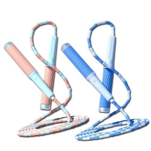 2 Pack Jump Rope for Fitness, Upgraded Segmented Jumping Rope for Workout, Adjustable Skipping Rope Speed Rope for Men & Women, Tangle-Free Kids Jump Rope with Soft Non-slip Handles