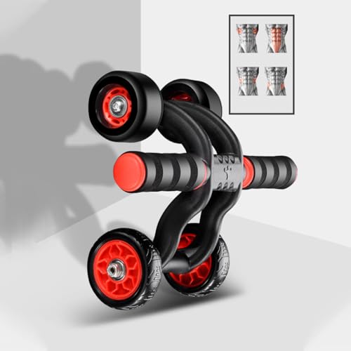 Automatic Rebound Four-wheel Fitness Device with Knee Pad, Silent Abdominal Muscle Roller for Household Core Strength Training and Equipment