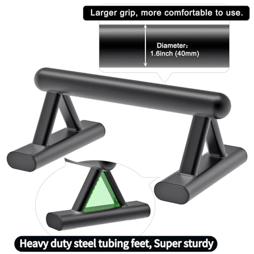 SELEWARE Wood Push Up Bars Steel Calisthenic Parallette Bars Handstand Bars - color: B: Steel Grip (14.5"L x 6"H)