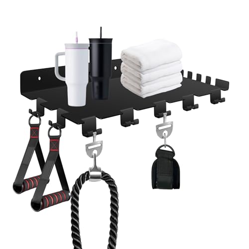 16.5 inch Floating Shelf Compatible with Tonal Accessories Organizer Gym Storage Rack Wall Shelves with Hooks, Equipment Storage Wall Decor for Home Gym T Lock Adapter Organizing