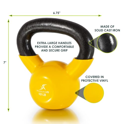 ProsourceFit Vinyl Coated Cast Iron Kettlebells for Full Body Fitness Workouts
