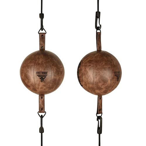FISTRAGE Double End Ball Training Dodge MMA Boxing Floor to Ceiling Punch Speed Ball Bag Kit with Rope, Bean Ball, for Kicking Workout and Fitness - color: Vintage Black