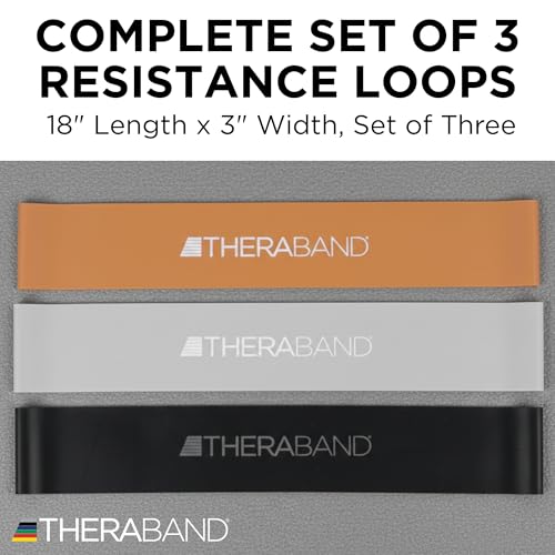 THERABAND Resistance Band Loop Set of 3, Exercise, 18", Black/Silver/Gold - color: Black/Silver/Gold, size: 18 inch