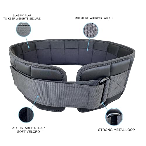 W8FIT Adjustable Weighted Belt for Women & Men, Up to 20 LBS – Rucking Belt for Walking, Hiking & Strength Training - size: 8 LB Medium (32"-40")