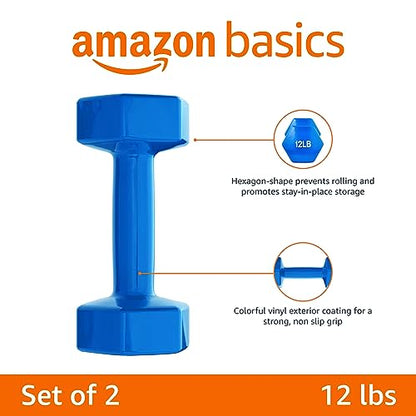 Amazon Basics Vinyl Coated Dumbbell Hand Weights - style: 12 Pounds, Pair