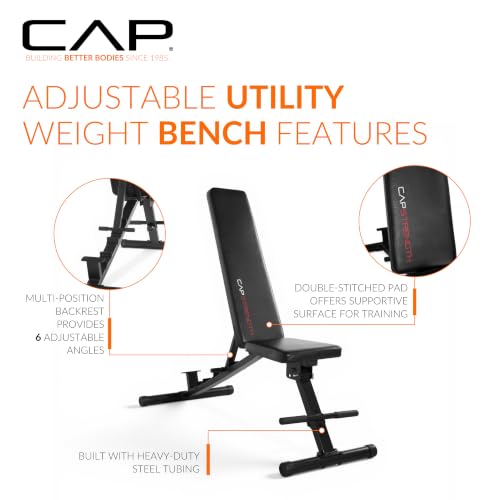 CAP Barbell Multi-Purpose Adjustable Utility Strength Training Weight Bench | Multiple Options - style: ECONOMY