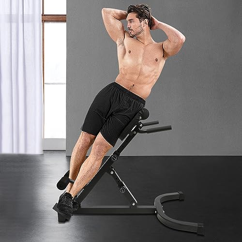 Roman Chair Back Extension Machine, 330lbs Multi-Functional Bench Adjustable Back Exercise Machine Hyperextension Bench Ab Machine Workout Equipment with 8 Adjustable for Home Gym Hotel School
