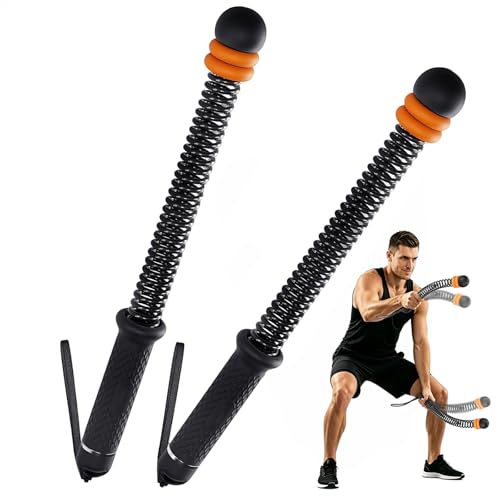 Adjustable Weighted Ropeless Battle Ropes – Portable Cordless Workout Ropes with Resistance Rings, All-Steel Springs & Non-Slip Handles for Home Gym, HIIT, Strength Training – Men & Women（Black） - color: Black