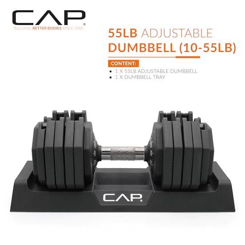 CAP ADJUSTABELL Adjustable Dumbbell Weights - Singles & Pairs | 12.5 lb, 25 lb & 55 lb | Multiple Handle Options - size: 55 lb - Chrome Handle, style: Single