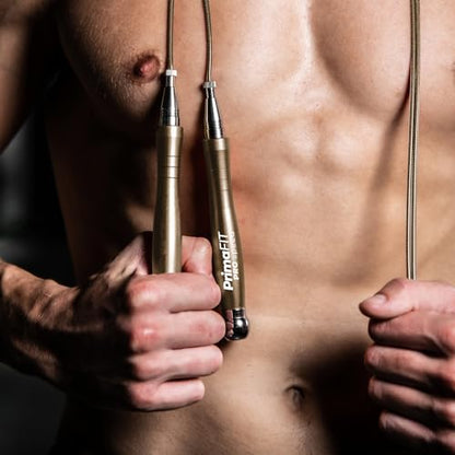 Jump Rope Pro Speed Skipping Rope Adjustable Adult Jumping Rope Weighted Aluminium Handles for Double Dutch Boxing Workout Crossfit Exercise Fitness Spare Cable Weights Protectors Carry Bag - color: Bronze