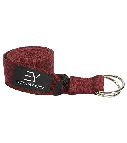 Everyday Yoga Strap with Metal D-Ring - Durable Stretching Strap for Yoga, Pilates, Flexibility & Physical Therapy (6ft, 8ft, 10ft)