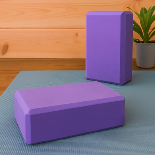 High Density Yoga Block Bricks - Support for Poses & Meditation Set of 2 For Men Women Foaming Pilates Fitness Stretching Aid, Balance, Health, Sports, Gym Exercise
