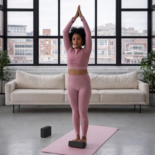 GOGO Yoga Blocks Bulk Gym Block Black, Exercise Workout Fitness Bricks Non-Slip for Meditation Physical Therapy - size: 2PACKS