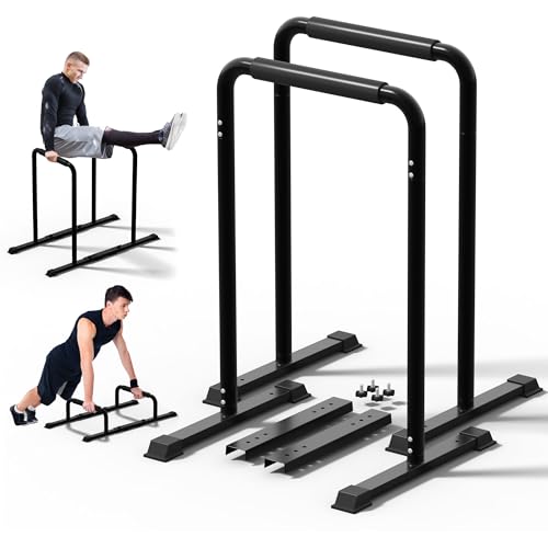 Outdoor Basic 2-in-1 Adjustable Dip Bar Station - Heavy Duty Parallel Bars with Connecting Parts, Extra Tall & Thickened Steel Design for Home Gym, Calisthenics & Strength Training (Dip Bar Pro Max)