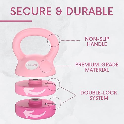 Polyfit Adjustable Kettlebell | 5 lb - 12 lb | Kettlebells Weights Set for Home Gym | Kettle Bell Sets for Women at Home - color: PINK