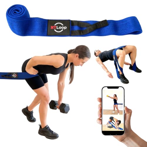 Long Fabric Resistance Band with Door Anchor - Full Body Resistance Band for Working Out and Physical Therapy - Heavy Strength Exercise Band