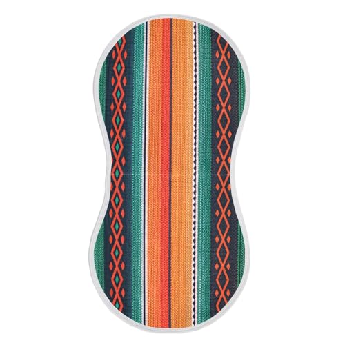 Mexican Ethnic Stripes Muslin Burp Cloths 4 Pack - Extra Large 22"x11", 4-Layer Soft Absorbent Cotton, Waterproof Backing, Baby Drool Rags for Newborn
