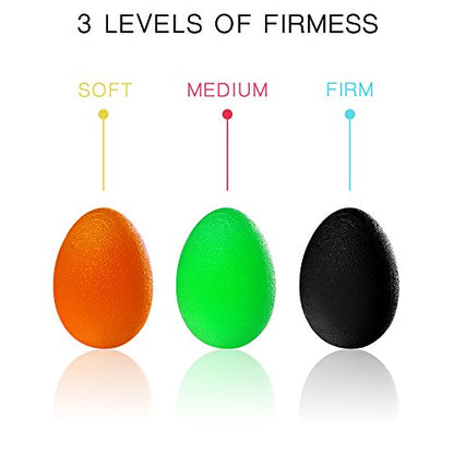Hand Squeeze Stress Balls Set with Carry Bag 3 Resistance, Finger Wrist Arthritis Therapy Rehab Exerciser, Carpal Tunnel, Stroke Rehabilitation Equipment