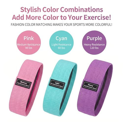 Fabric Resistance Bands for Working Out - Exercise Bands for Legs and Butt,Booty Bands for Women and Men,Pilates,Yoga,Rehab,Home Fitness Starter Set