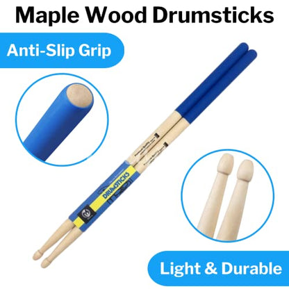 Cardio Drumming Equipment Set - 26" Exercise Ball with Pump and Weighted Cardio Drumming Sticks with Grips - Fitness Yoga Ball Drumsticks Workout for Balance, Rhythm, Aerobic Moves, Dance, Gymnastics - color: Blue