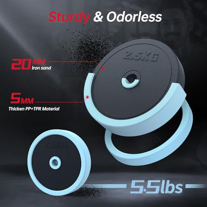 PASYOU Adjustable Dumbbell Set, 45lbs Free Weight Set with Connector, 5 in 1 Weight Set Used as Kettlebells, Barbell, Push up Stand, Fitness Exercises for Home Gym Suitable Men/Women