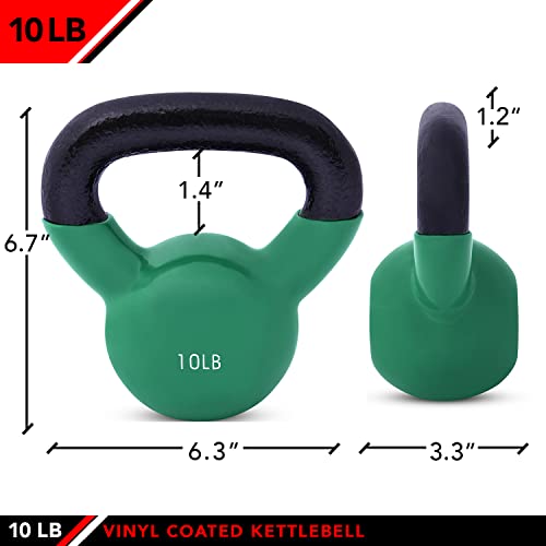 JFIT Kettlebell Weights Vinyl Coated Iron - style: 10lb (Green)