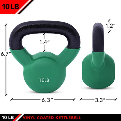 JFIT Kettlebell Weights Vinyl Coated Iron - style: 10lb (Green)