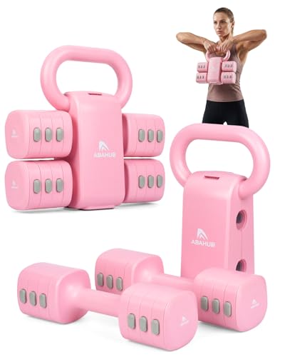 Abahub Dumbbell Set for Home Gym, 4 in 1 Adjustable Weights Dumbbells Set with Kettlebell Grip Converter for Women