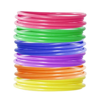24 Pcs Plastic Ring Toss Game for Kids Adults, 5.5 Inch Carnival Rings for Speed and Agility Practice Games, Garden Backyard Outdoor Games, Bridal Shower Game, Game Booth