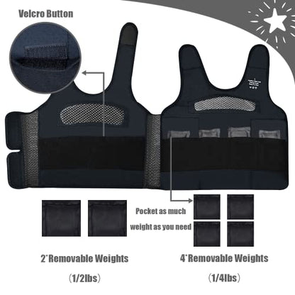 Weighted Vest for Kids Including 6 Removable Weights, (Large, Ages 10+) - color: Black, size: Large