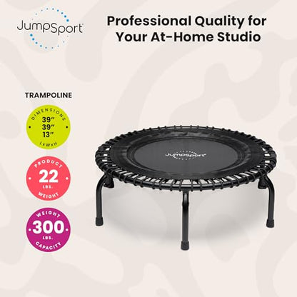 JumpSport 39" PRO Fitness Trampoline, 370 PRO, Exercise Rebounder, 36 Adjustable Bungees, 300 lb Wt. Rating