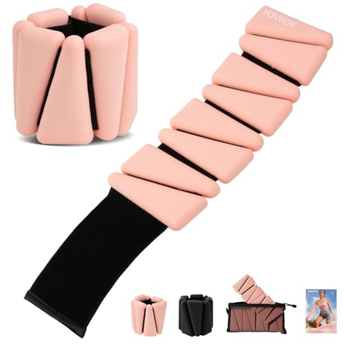 Ankle Weights for Women Wrist Weights Set of 2 (2 lbs Each) Adjustable Arm Leg Weight for Women Men Suitable for Walking Swimming Running Pilates Yoga Gym- Flesh Pink