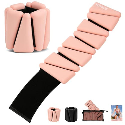Ankle Weights for Women Wrist Weights Set of 2 (2 lbs Each) Adjustable Arm Leg Weight for Women Men Suitable for Walking Swimming Running Pilates Yoga Gym- Flesh Pink