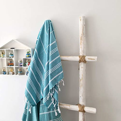 Cacala 100% Turkish Cotton Kitchen Tea Towels, Highly Absorbent Luxury Soft Quick Drying Dish Towel with Hanging Loop for Gym, Yoga, Bath, Sports, Cleaning and Kitchen (23 x 36), Aqua - color: Aqua