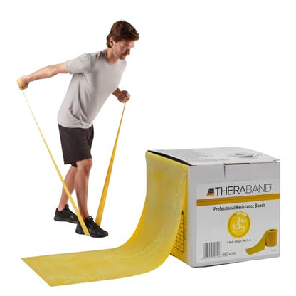 THERABAND Resistance Band, Yellow, Light, 50-Yard Roll, Elastic Band for Strength Training, Stretching, Yoga, Pilates, Physical Therapy, Portable & Cut-to-Length, Color-Coded Levels