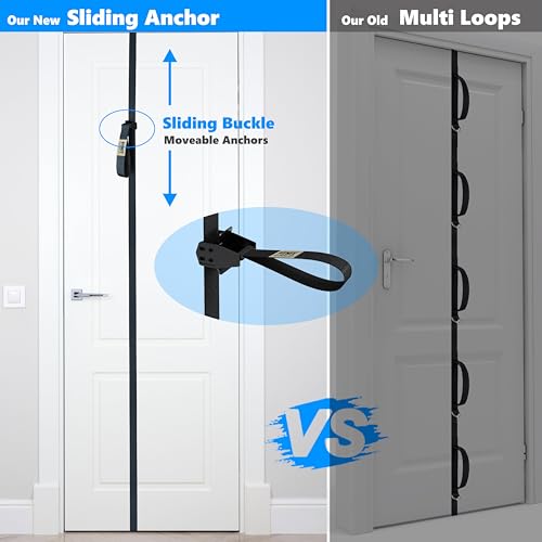 FITKIT Door Sliding Anchor for Resistance Bands, Adjustable Mount with Multi-Points for Home Gym, Fits 6-8ft Doors