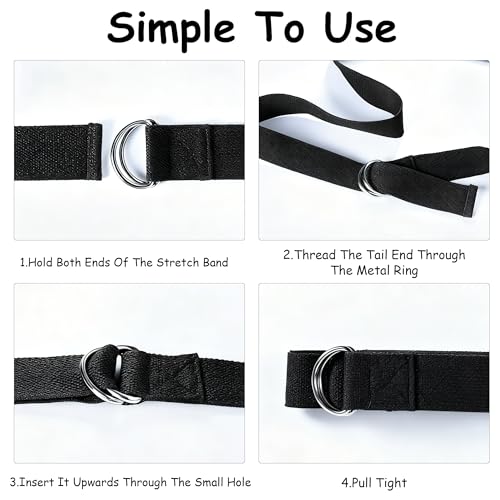 Stretching Strap Yoga Strap with Loops Stretch Straps for Physical Therapy Non Elastic Exercise Strap for Pilates Dance and Gymnastics - color: Black