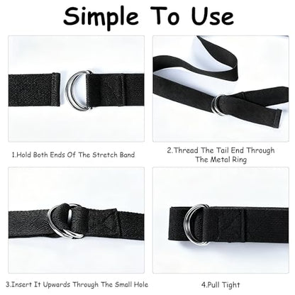 Stretching Strap Yoga Strap with Loops Stretch Straps for Physical Therapy Non Elastic Exercise Strap for Pilates Dance and Gymnastics - color: Black