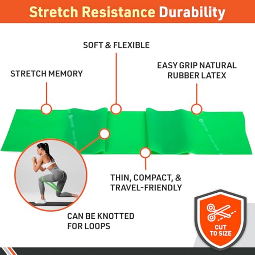 Body Sport Exercise Band, 5 in. x 6 yd., Light Blue, Resistance – Professional Bands for Home Fitness & Gym Exercises Workout Rehab Equipment Stretching, BDS06LBL
