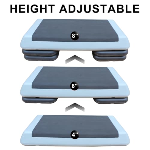 Adjustable Aerobic Step Platform with 4 Risers – Non-Slip Fitness Trainer for Home Workouts, Cardio & Strength Training
