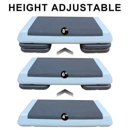 Adjustable Aerobic Step Platform with 4 Risers – Non-Slip Fitness Trainer for Home Workouts, Cardio & Strength Training