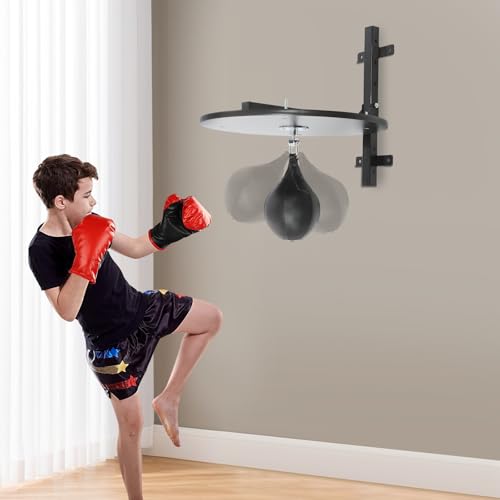Heavy Duty Adjustable Speed Bag Platform Kit with Punching Ball, Wall Mounted Fitness Ball Boxing Reaction Training Equipment,Speed Bag Platform for Punching, Training, Boxing, Exercise - color: Black 2