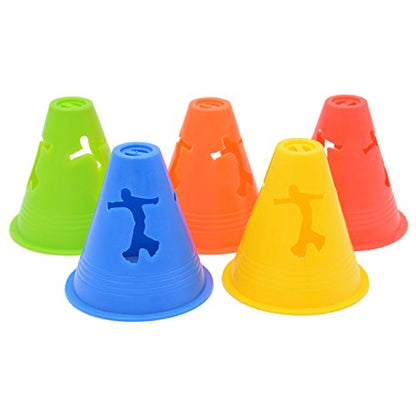 Famgee 3 Inch Plastic Windproof Slalom Cones Inline Roller Skating Cones Pile Cup Roadblocks Traffic Road Cones Set with Holes for Skate Practice Sport Training