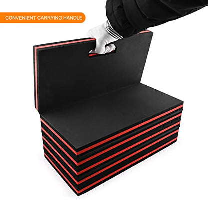 FOSHIO Foldable EVA Mat with Carrying Handles - Thick Kneeling Mat for Mechanics, Garage, Picnicking, Gardening, Camping, Home Gym - color: Red