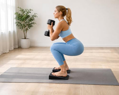 2Pcs Heel Elevated Squat Wedge 12° Incline Workout Wedge for Squats 9.69''x5.94''x2.4'' Foot Wedges for Exercise,Calf Stretching and Physical Therapy